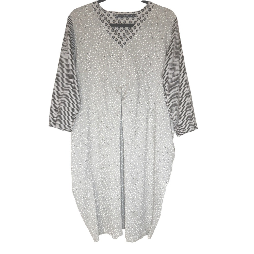 Gudrun Sjoden Organic Cotton Midi Dress S Pockets Scandi Lagenlook Minimalist